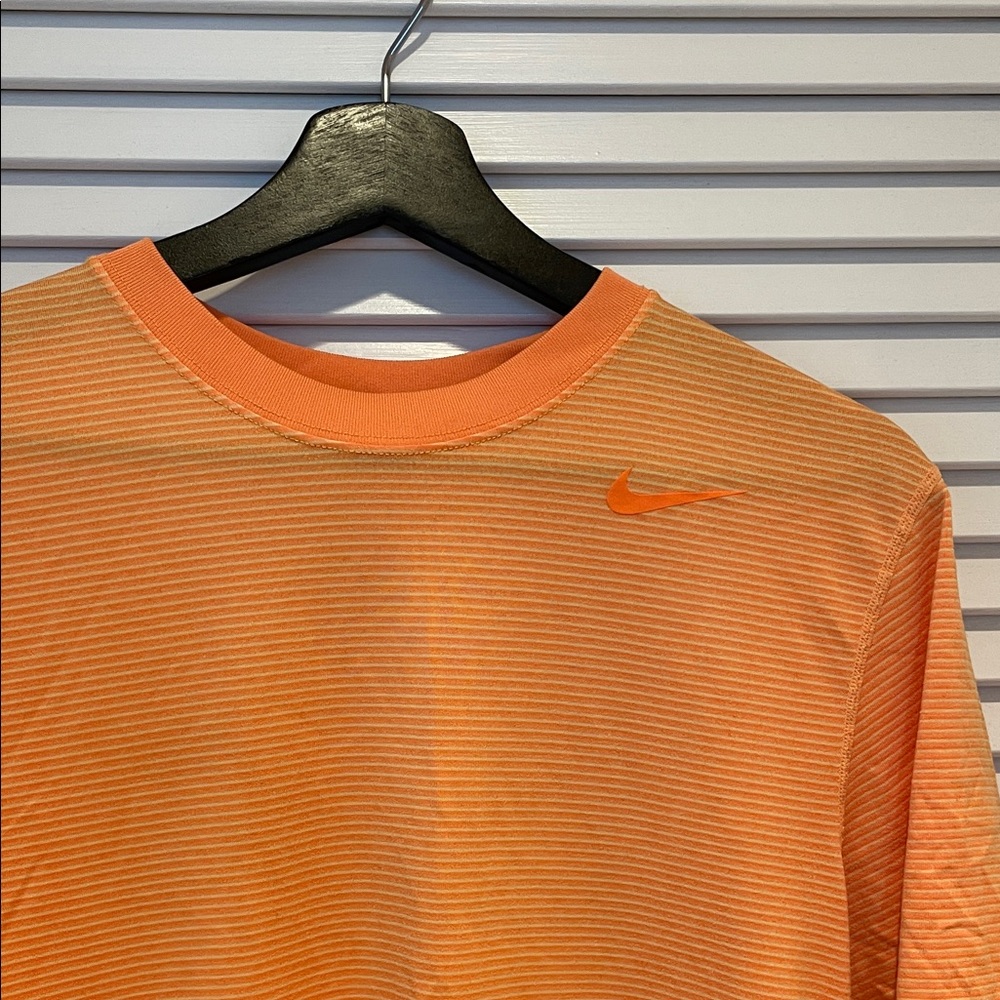 Nike Men's Orange Striped Short Sleeve Tee